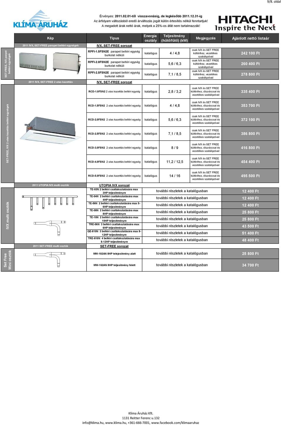 5FSN2E parapet beltéri burkolat nélküli IVX, SET-FREE 2 utas kazettás IVX, SET-FREE sorozat 242 100 Ft 260 400 Ft 278 800 Ft RCD-1.0FSN2 2 utas kazettás beltéri RCD-1.