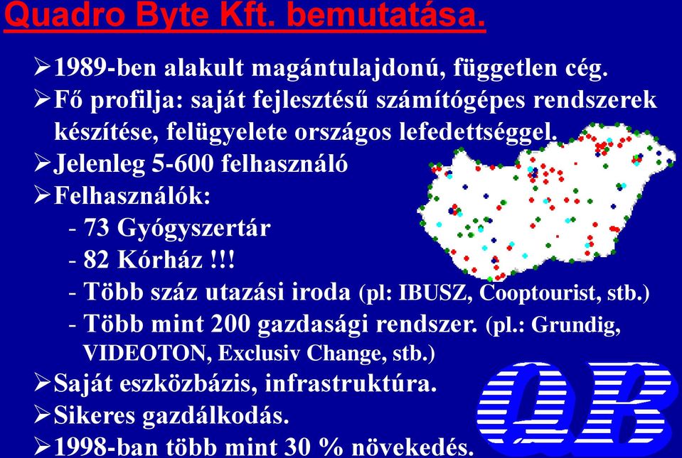 Jelenleg 5-600 felhasználó Felhasználók: - 73 Gyógyszertár - 82 Kórház!
