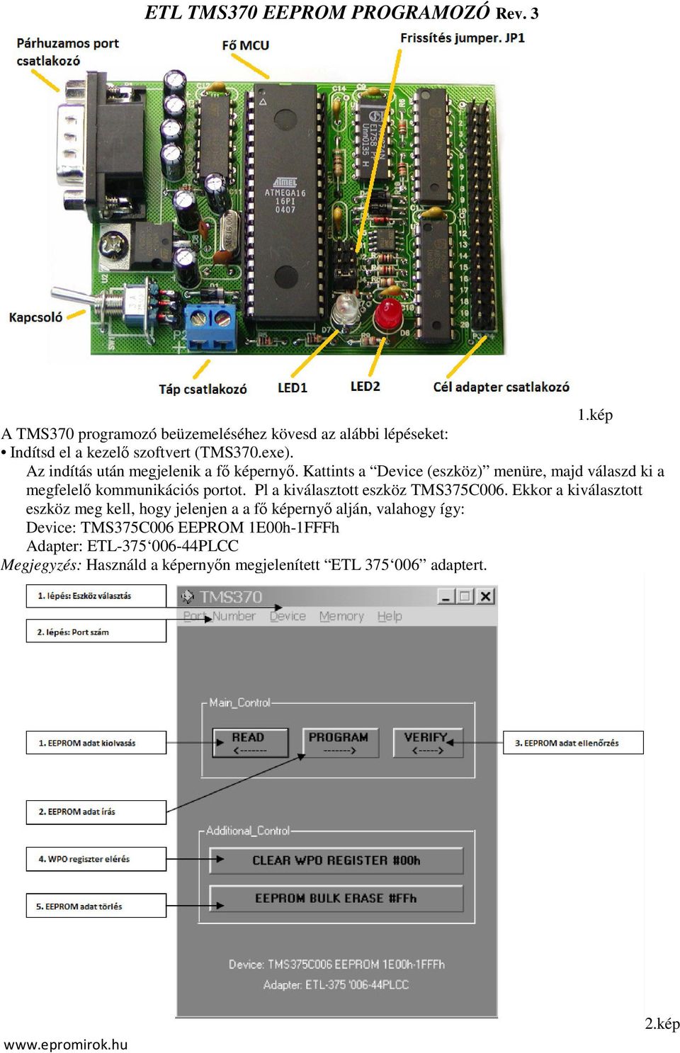 Pl a kiválasztott eszköz TMS375C006.