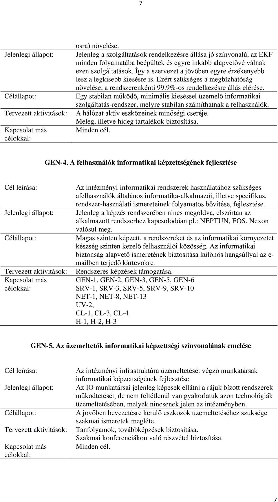 Egy stabilan működő, minimális kieséssel üzemelő informatikai szolgáltatás-rendszer, melyre stabilan számíthatnak a felhasználók. A hálózat aktív eszközeinek minőségi cseréje.