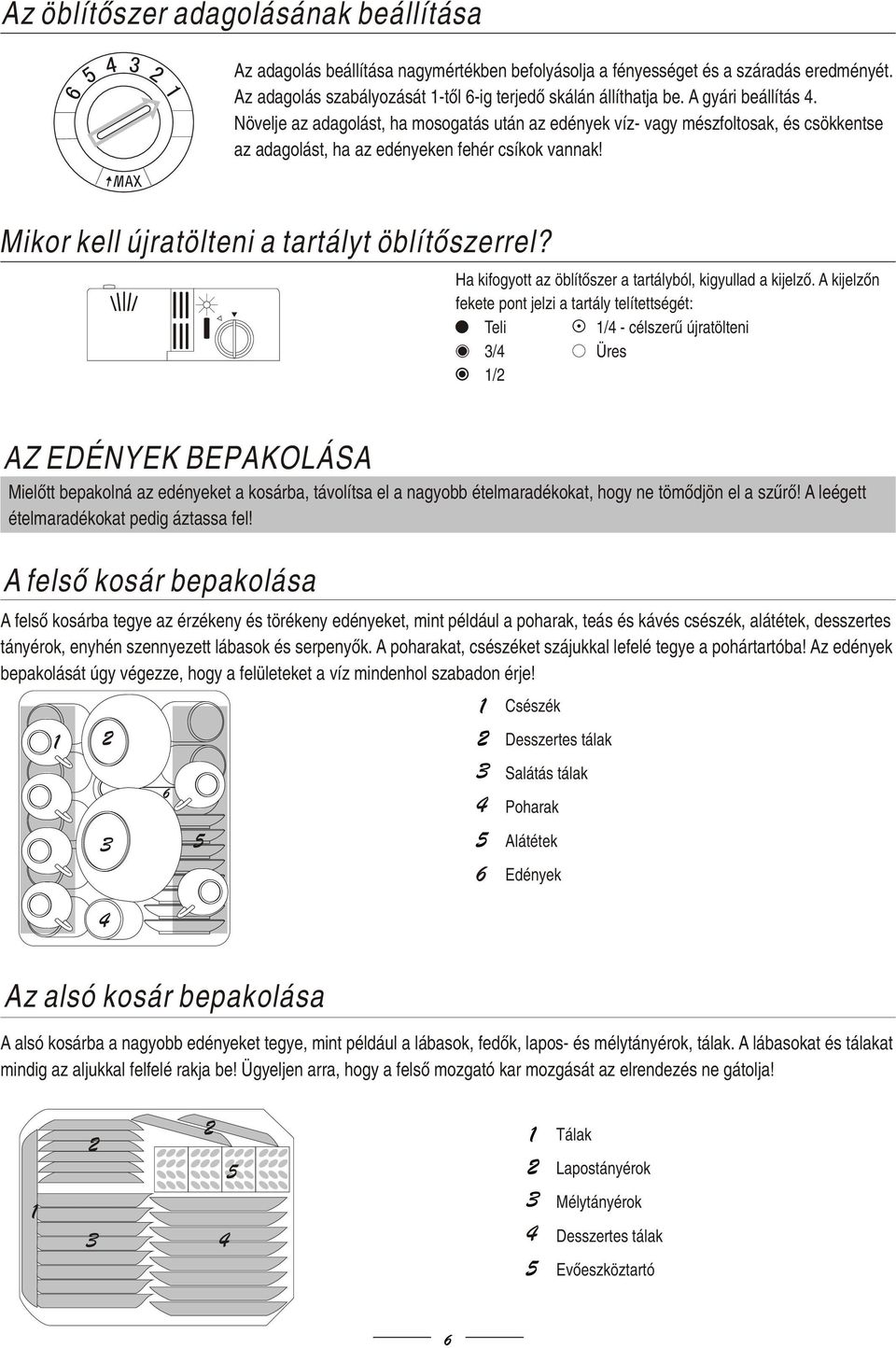 Mikor kell újratölteni a tartályt öblítőszerrel? Ha kifogyott az öblítőszer a tartályból, kigyullad a kijelző.