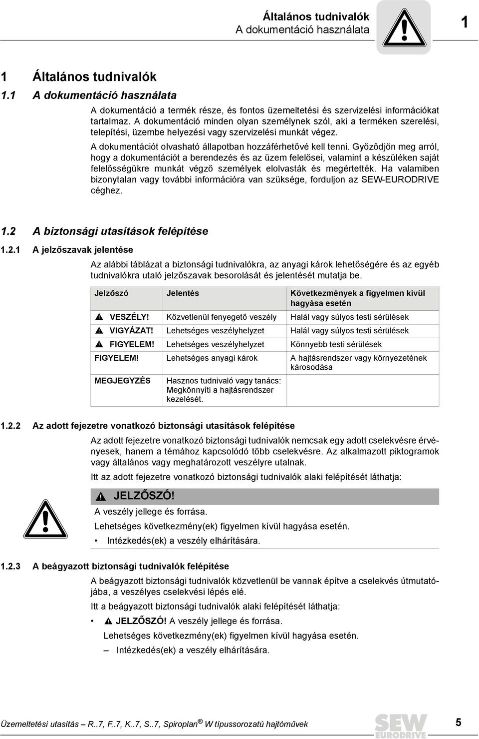 Győződjön meg arról, hogy a dokumentációt a berendezés és az üzem felelősei, valamint a készüléken saját felelősségükre munkát végző személyek elolvasták és megértették.