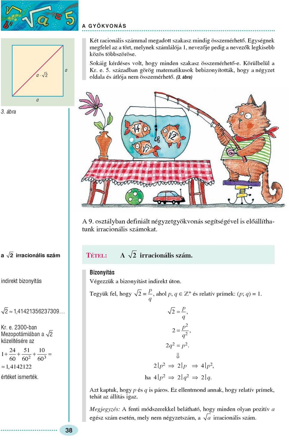 ábra A 9. osztályban definiált négyzetgyökvonás segítségével is elõállíthatunk irracionális számokat. a irracionális szám TÉTEL: A irracionális szám.