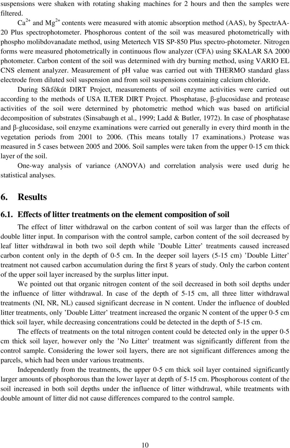 Phosphorous content of the soil was measured photometrically with phospho molibdovanadate method, using Metertech VIS SP-850 Plus spectro-photometer.