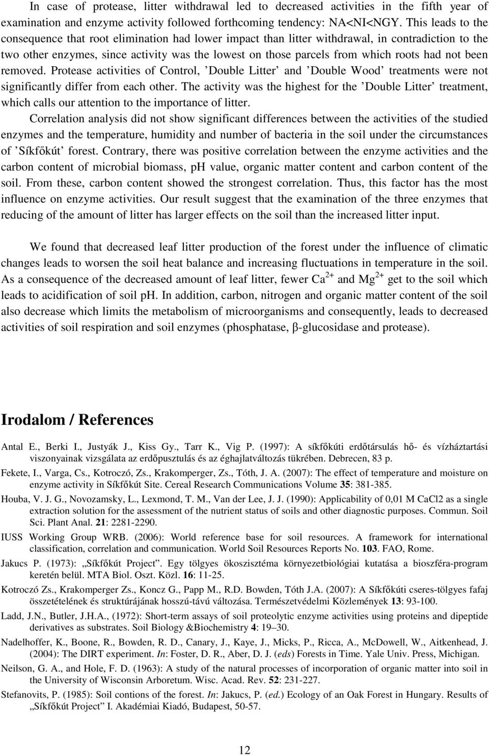 had not been removed. Protease activities of Control, Double Litter and Double Wood treatments were not significantly differ from each other.