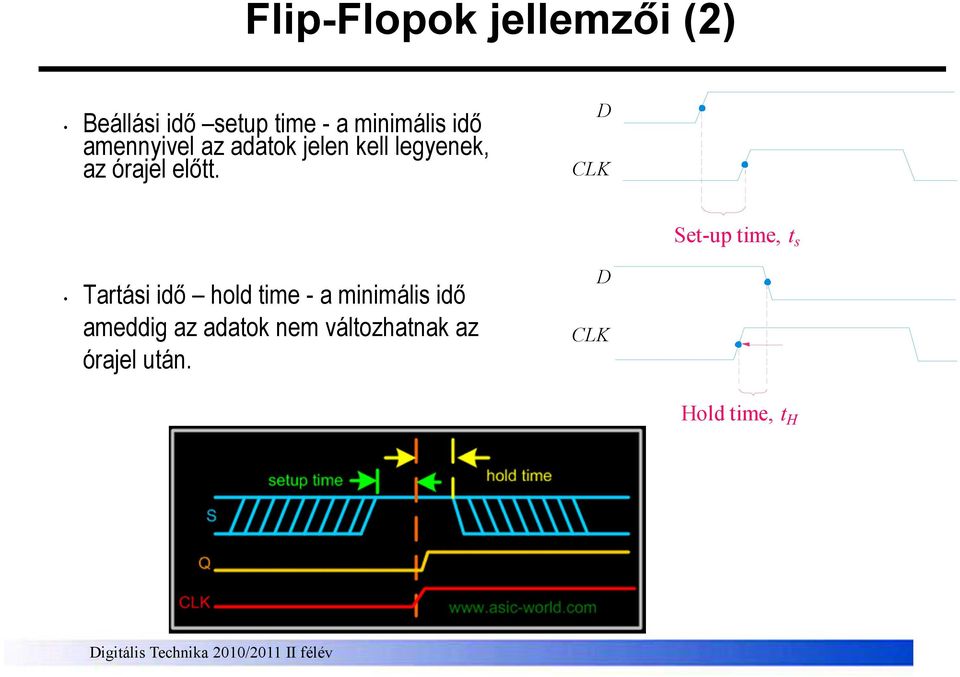 et-up time, t s Tartási idı hold time - a minimális idı ameddig az