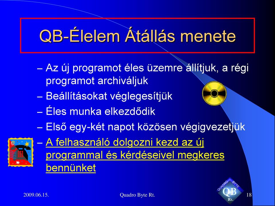 napot közösen végigvezetjük A felhasználó dolgozni kezd az új