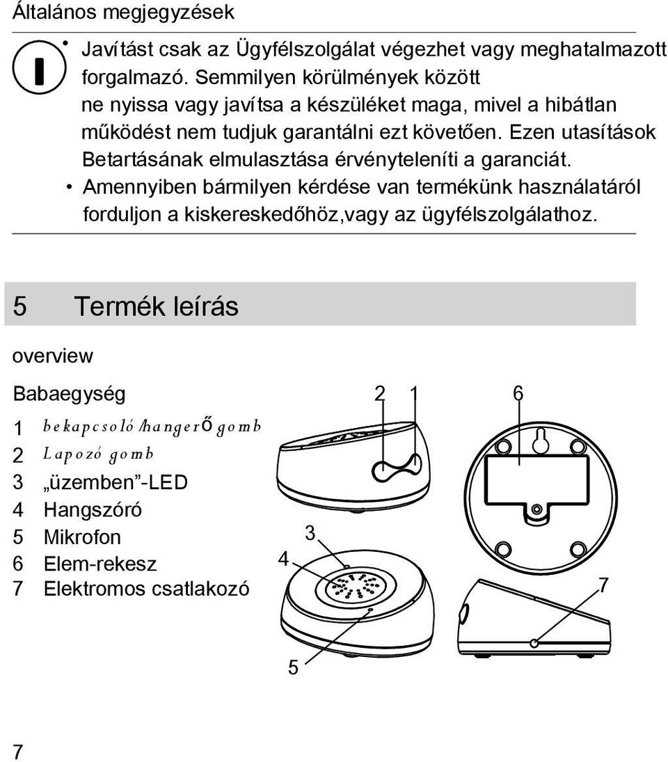 Ezen utasítások Betartásának elmulasztása érvényteleníti a garanciát.