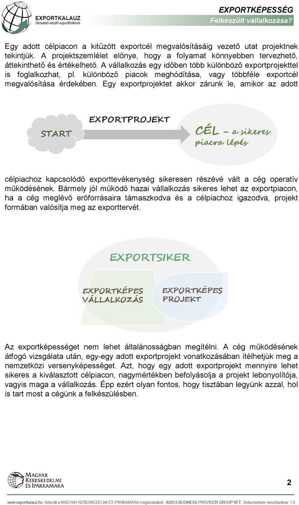 Egy exportprojektet akkor zárunk le, amikor az adott célpiachoz kapcsolódó exporttevékenység sikeresen részévé vált a cég operatív működésének.