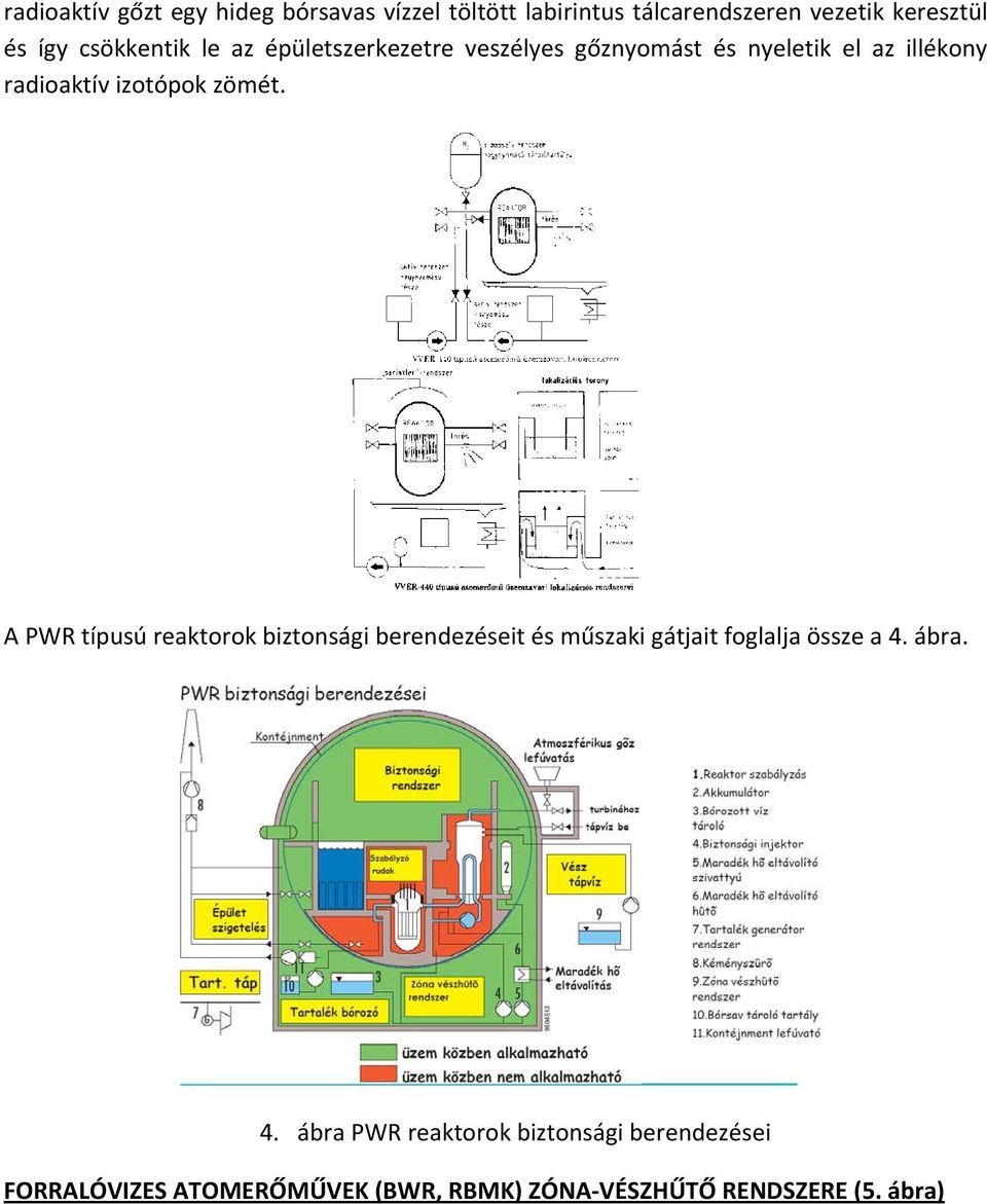 zömét. A PWR típusú reaktorok biztonsági berendezéseit és műszaki gátjait foglalja össze a 4.