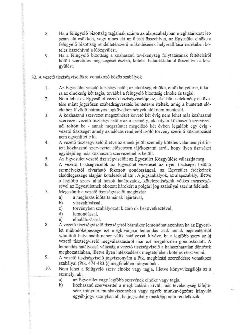 Ha a felügyelő bizottság a közhasznú tevékenység folytatásának feltételeiről kötött szerződés megszegését észleli, köteles haladéktalanul összehívni a közgyűlést. 32.