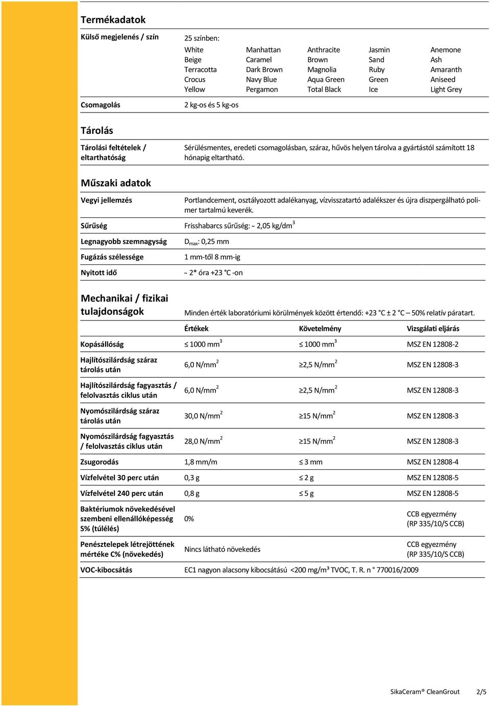 gyártástól számított 18 hónapig eltartható. Műszaki adatok Vegyi jellemzés Portlandcement, osztályozott adalékanyag, vízvisszatartó adalékszer és újra diszpergálható polimer tartalmú keverék.