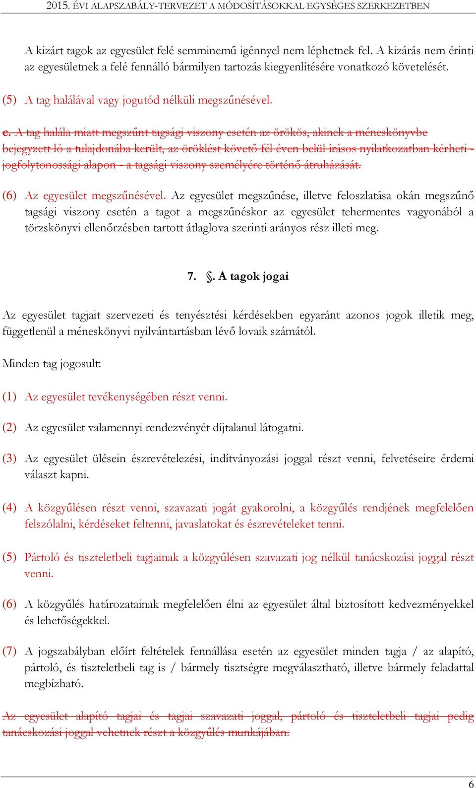 A tag halála miatt megszűnt tagsági viszony esetén az örökös, akinek a méneskönyvbe bejegyzett ló a tulajdonába került, az öröklést követő fél éven belül írásos nyilatkozatban kérheti -