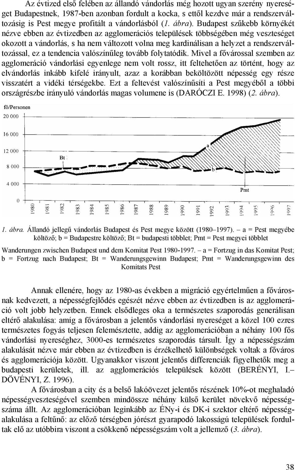 Budapest szűkebb környékét nézve ebben az évtizedben az agglomerációs települések többségében még veszteséget okozott a vándorlás, s ha nem változott volna meg kardinálisan a helyzet a