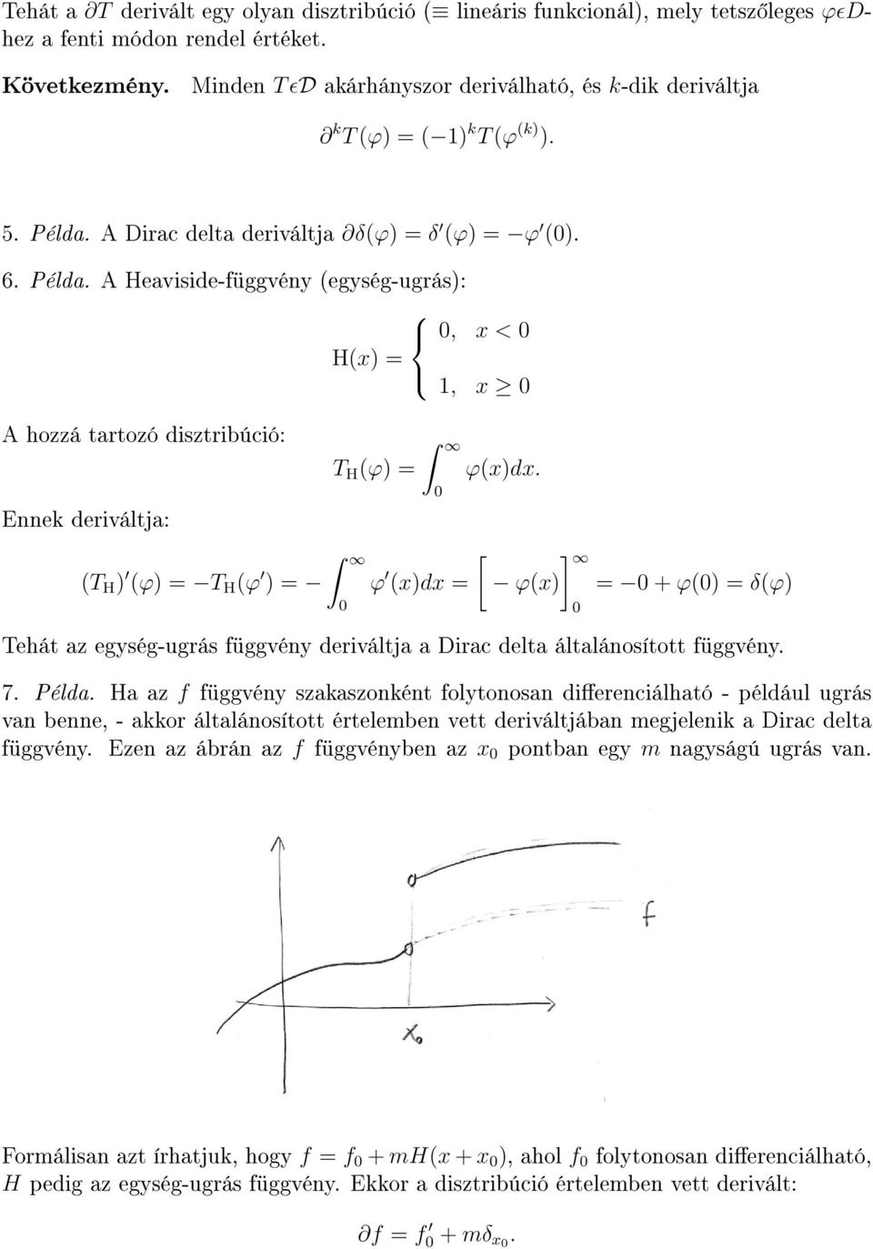 A Dirac delta deriváltja δ(ϕ) = δ (ϕ) = ϕ (). 6. Példa.