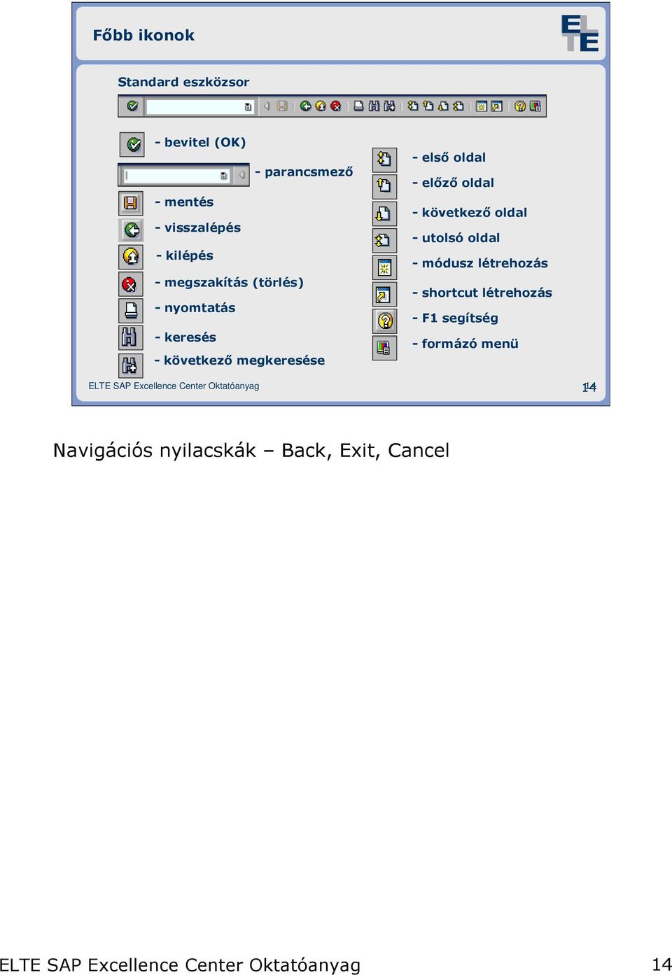 oldal - elızı oldal - következı oldal - utolsó oldal - módusz létrehozás - shortcut