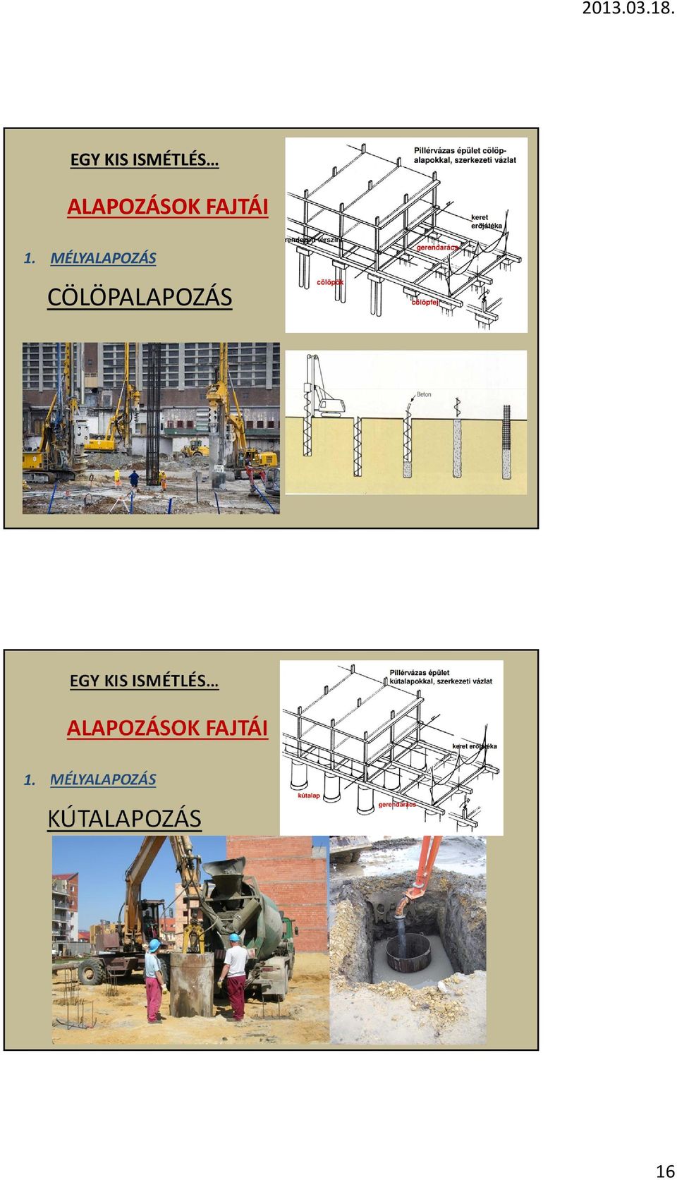 1. MÉLYALAPOZÁS CÖLÖPALAPOZÁS  1.