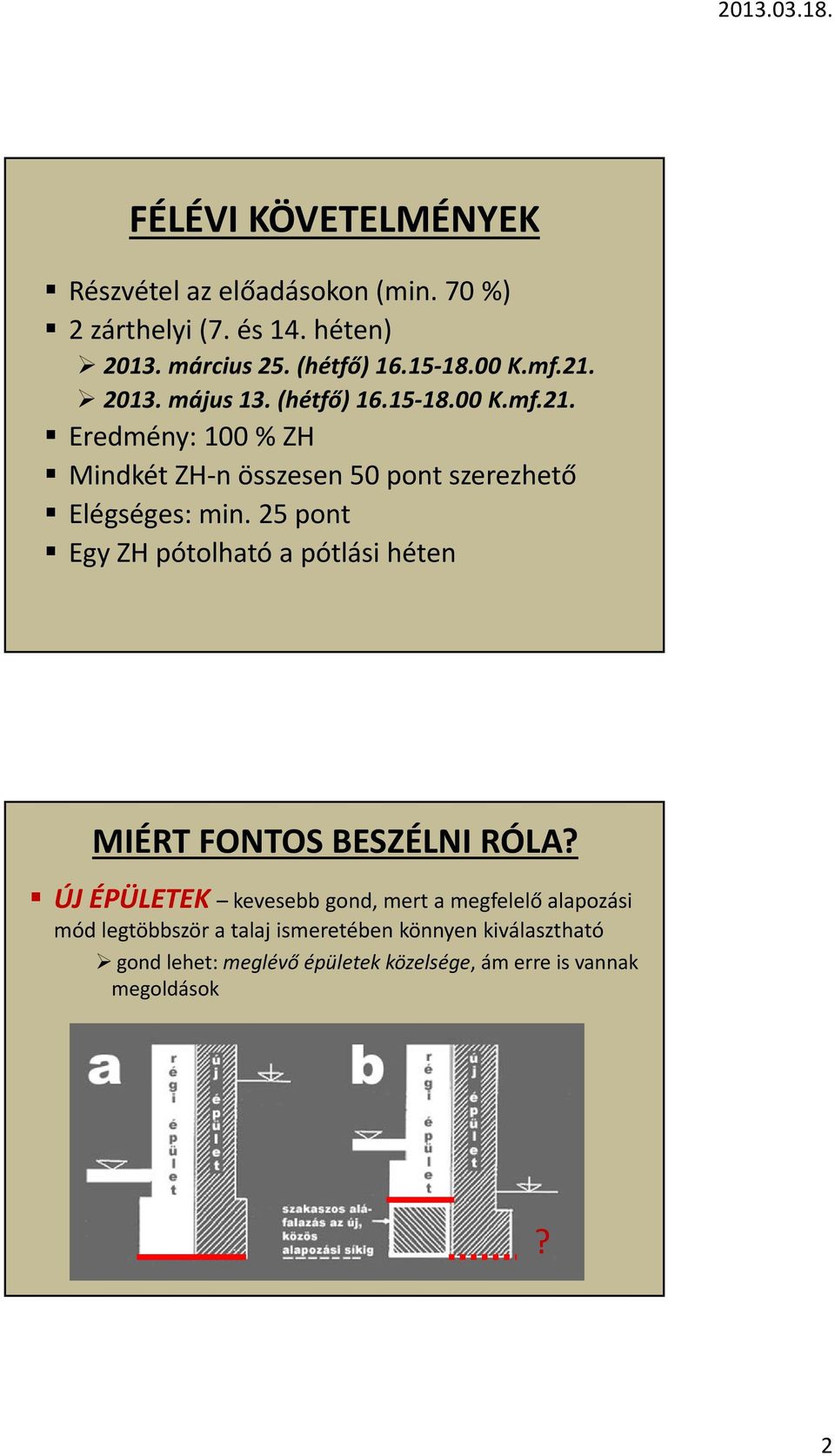 25 pont Egy ZH pótolható a pótlási héten MIÉRT FONTOS BESZÉLNI RÓLA?