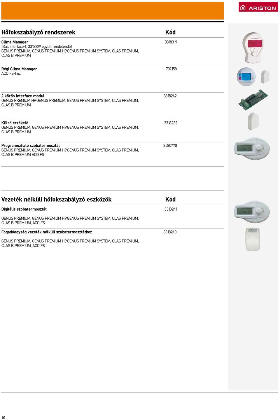 Programozható szobatermosztát 3580770 ACO FS Vezeték nélküli hőfokszabályzó eszközök Digitális