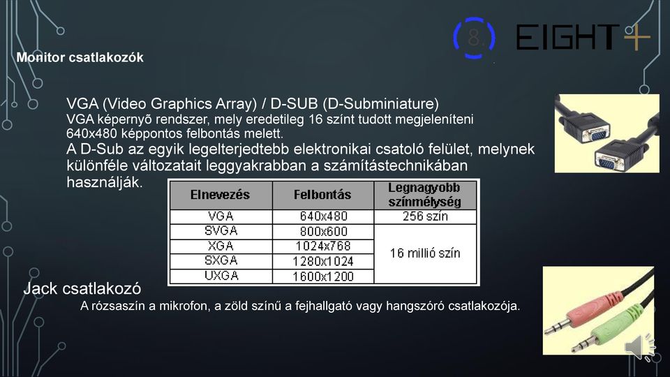 A D-Sub az egyik legelterjedtebb elektronikai csatoló felület, melynek különféle változatait