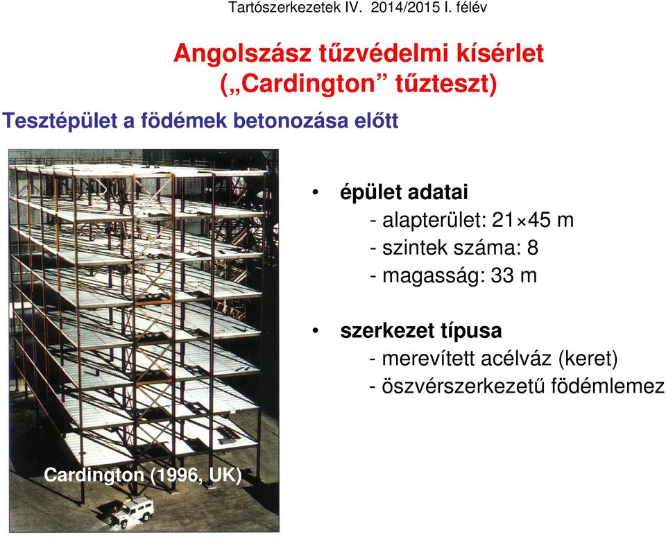 szintek száma: 8 - magasság: 33 m szerkezet típusa - merevített