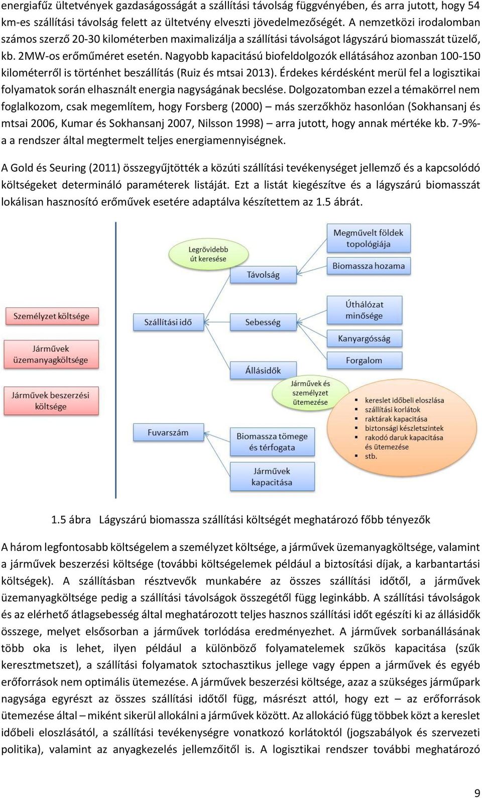 Nagyobb kapacitású biofeldolgozók ellátásához azonban 100-150 kilométerről is történhet beszállítás (Ruiz és mtsai 2013).