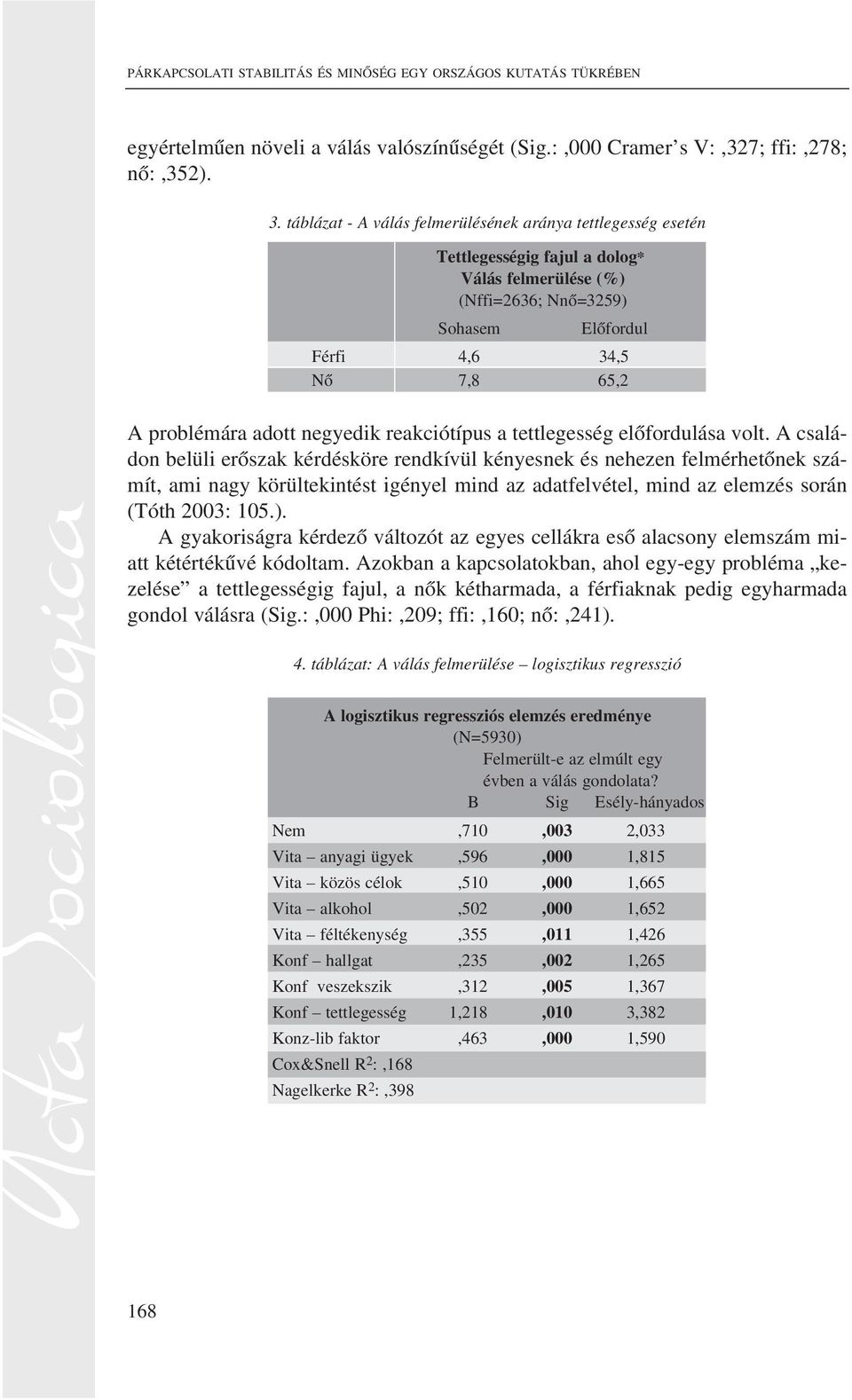 negyedik reakciótípus a tettlegesség elõfordulása volt.