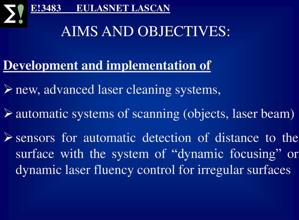 beam) sensors for automatic detection of distance to the surface with the