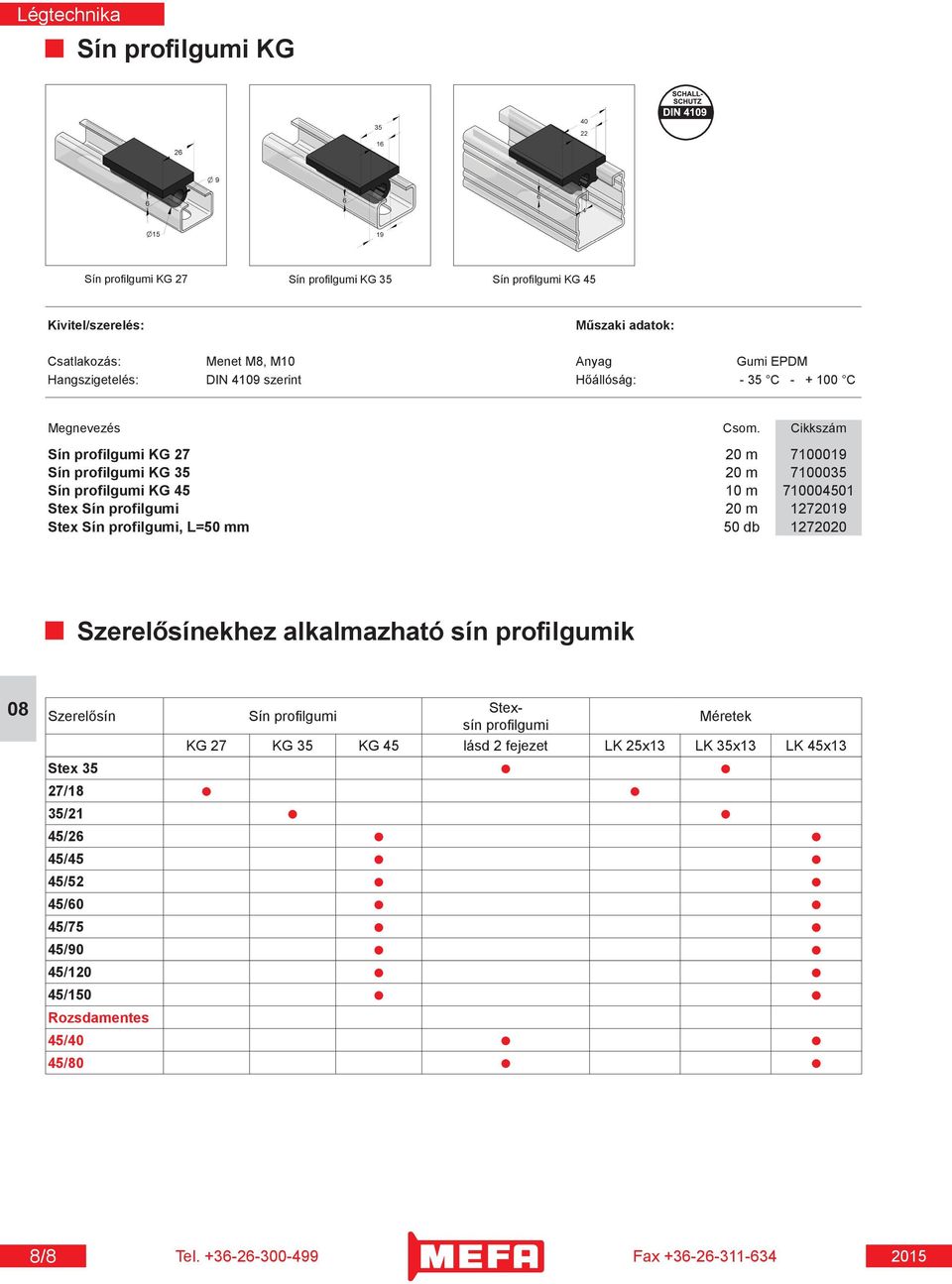 Cikkszám Sín profilgumi KG 27 20 m 7100019 Sín profilgumi KG 35 20 m 7100035 Sín profilgumi KG 45 10 m 710004501 Stex Sín profilgumi 20 m 1272019 Stex Sín profilgumi, L=50 mm