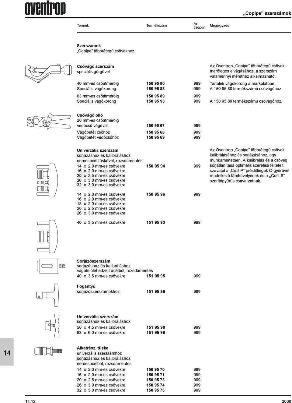 A 150 95 89 termékszámú csõvágóhoz.