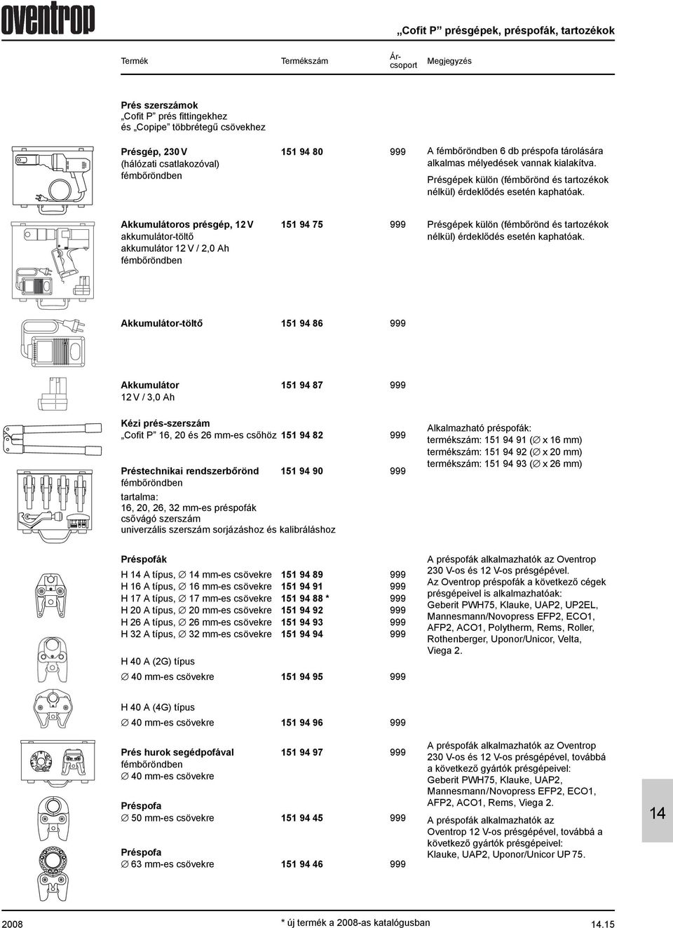 Akkumulátoros présgép, 12 V 151 94 75 999 akkumulátor-töltõ akkumulátor 12 V / 2,0 Ah fémbõröndben Présgépek külön (fémbõrönd és tartozékok nélkül) érdeklõdés esetén kaphatóak.