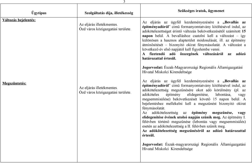 az építmény átminősítését bizonyító okirat fénymásolatát. A változást a következő év első napjától kell figyelembe venni. A fizetendő adó összegének változásáról az adózó határozattal értesül.