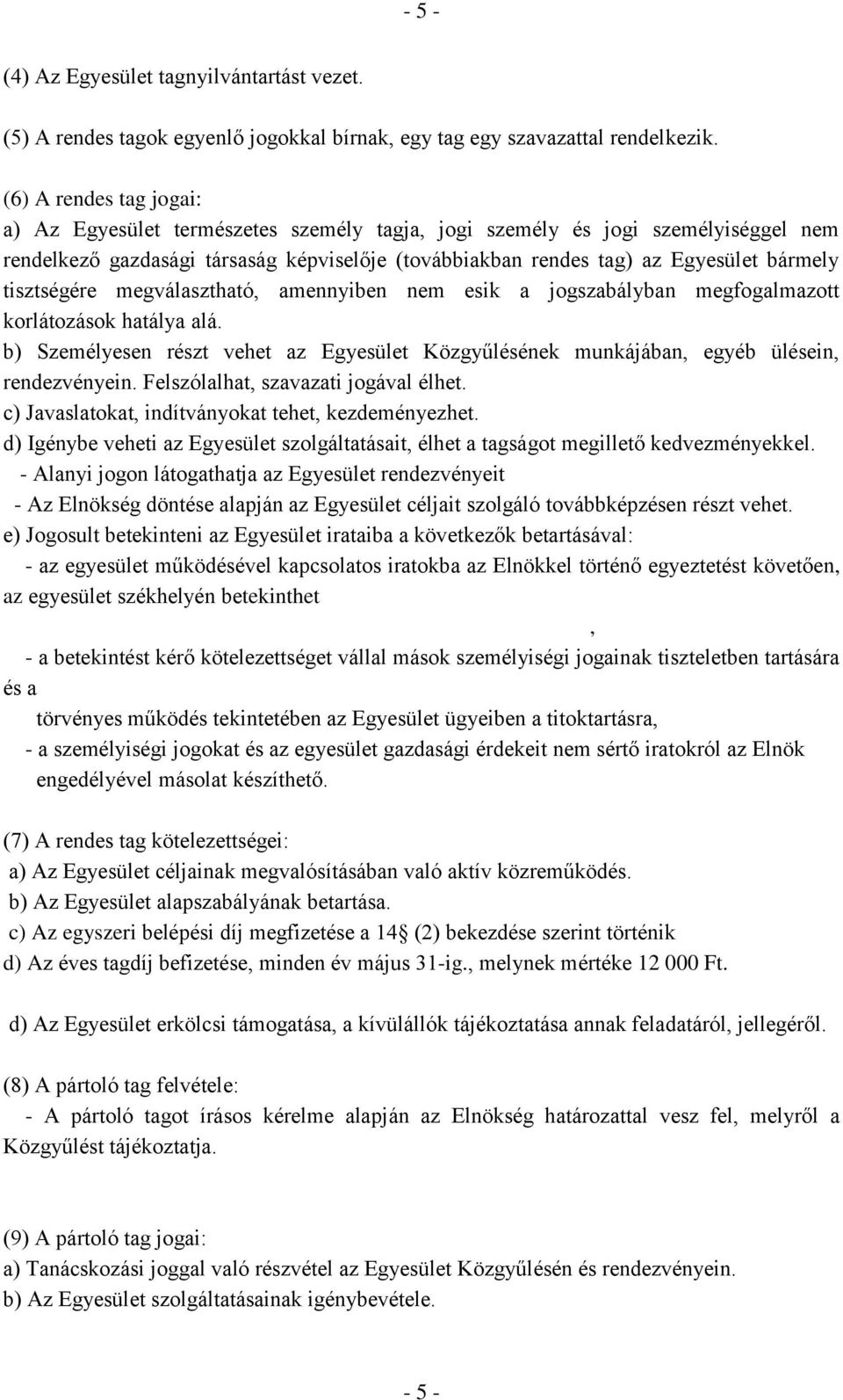 tisztségére megválasztható, amennyiben nem esik a jogszabályban megfogalmazott korlátozások hatálya alá. b) Személyesen részt vehet az Egyesület Közgyűlésének munkájában, egyéb ülésein, rendezvényein.