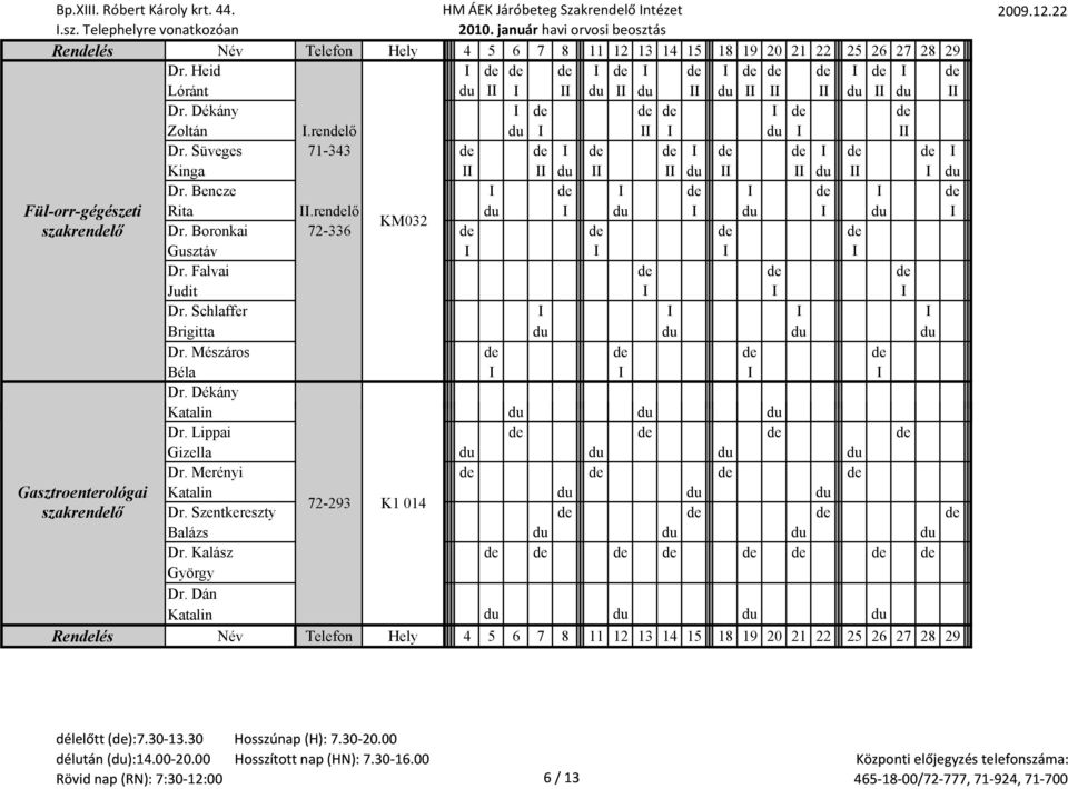 Boronkai 72-336 de de de de Gusztáv I I I I Dr. Falvai de de de Judit I I I Dr. Schlaffer I I I I Brigitta du du du du Dr. Mészáros de de de de Béla I I I I Dr. Dékány Katalin du du du Dr.