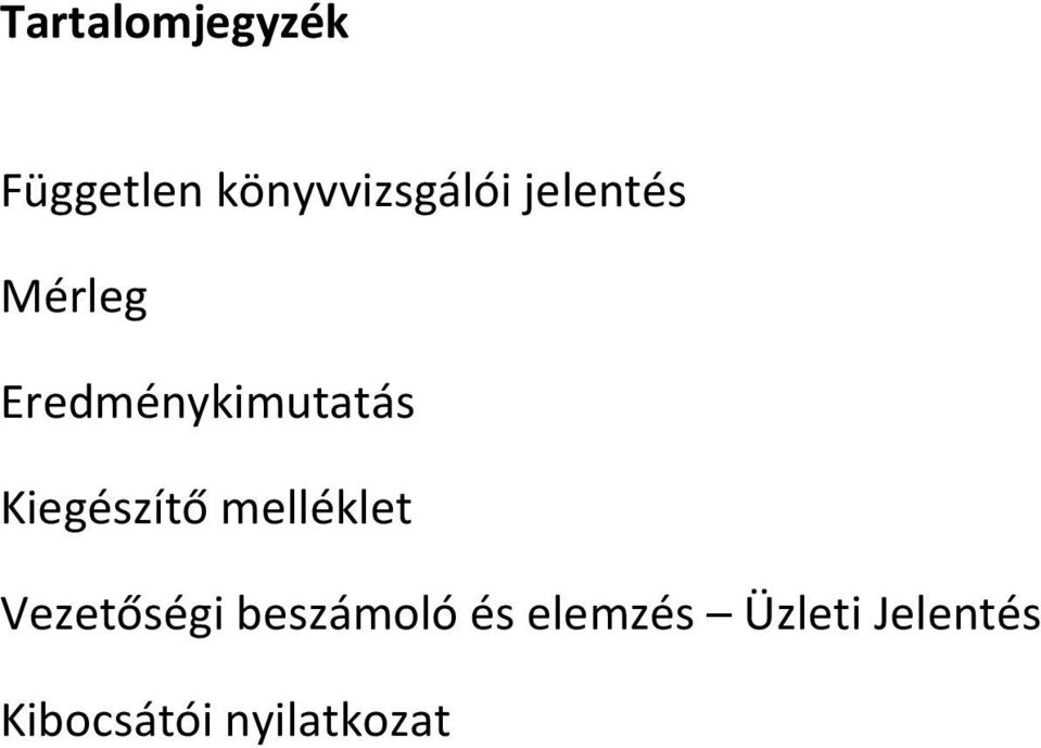 Kiegészítő melléklet Vezetőségi beszámoló