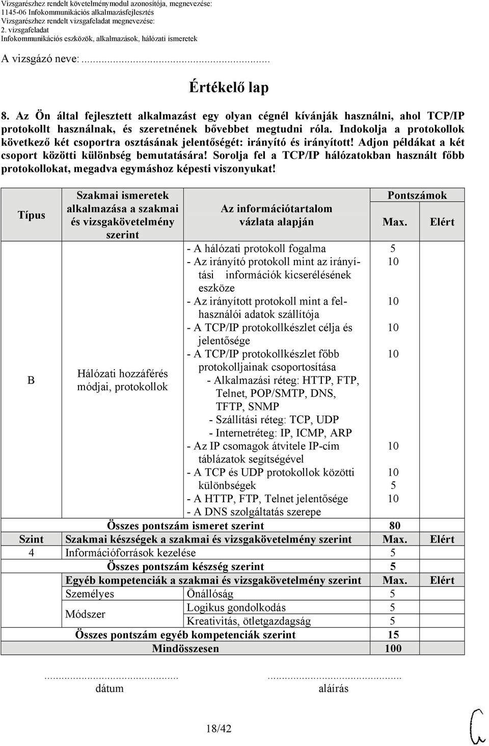 Sorolja fel a TCP/IP hálózatokban használt főbb protokollokat, megadva egymáshoz képesti viszonyukat!