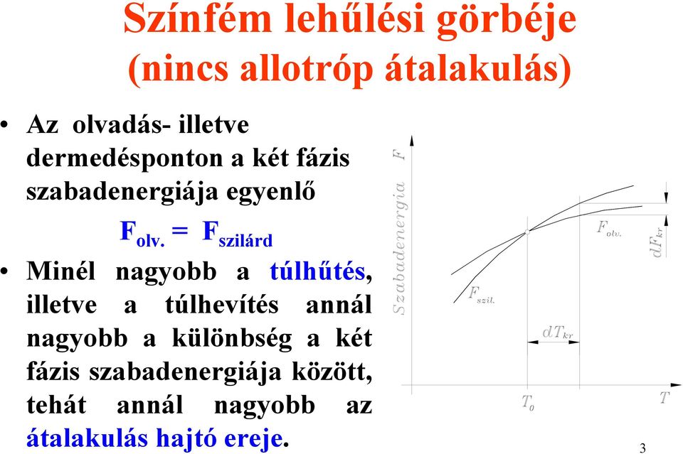 = F szilárd Minél nagyobb a túlhűtés, illetve a túlhevítés annál nagyobb a