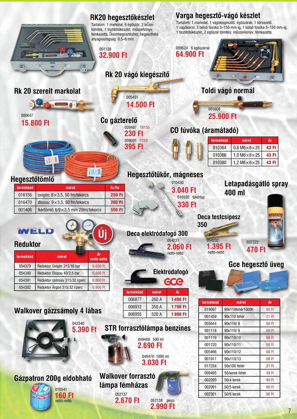 tömítés; műszerkönyv, fémkazetta. 009524 6 égőszárral 64.900 Ft Rk 20 szerelt markolat 000647 15.800 Ft Rk 20 vágó kiegészítő 005451 14.