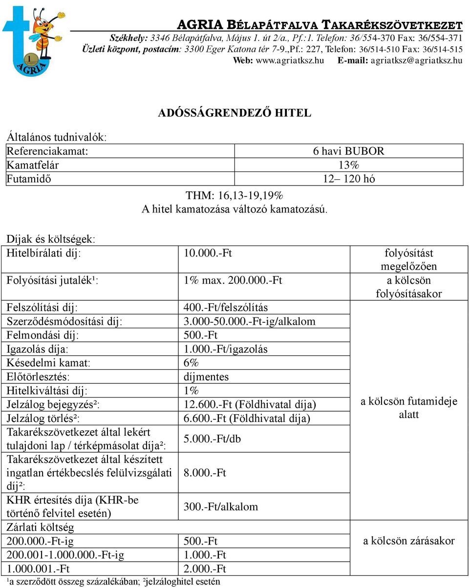 -Ft (Földhivatal díja) Jelzálog törlés²: 6.600.-Ft (Földhivatal díja) Takarékszövetkezet által lekért tulajdoni lap / térképmásolat díja²: 5.000.