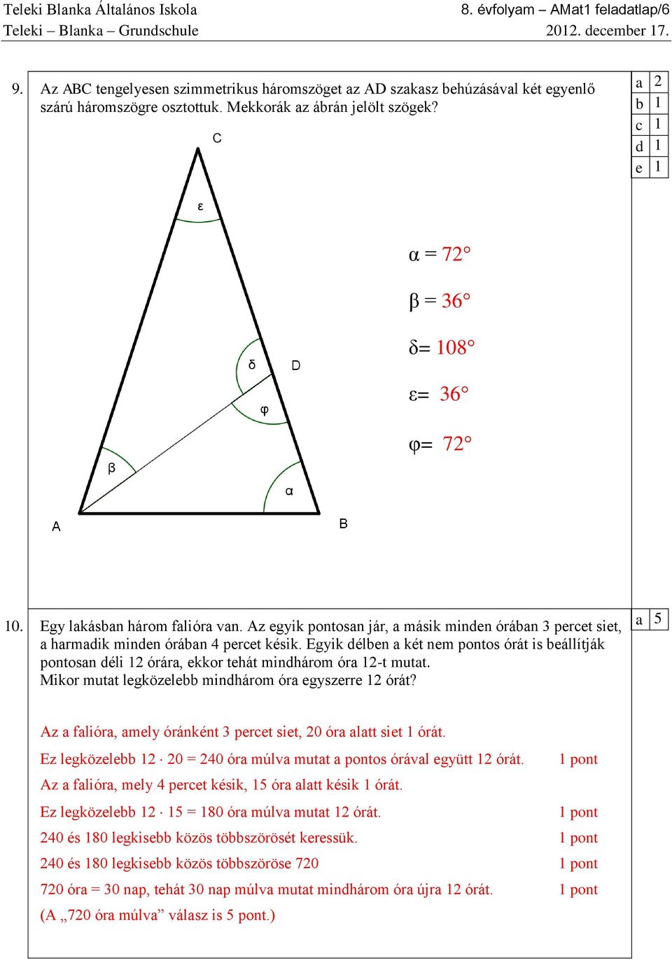 MATEMATIKA PRÓBAFELVÉTELI a 8. évfolyamosok számára - PDF Ingyenes letöltés