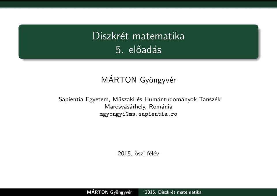 2015, Diszkrét matematika - PDF Ingyenes letöltés