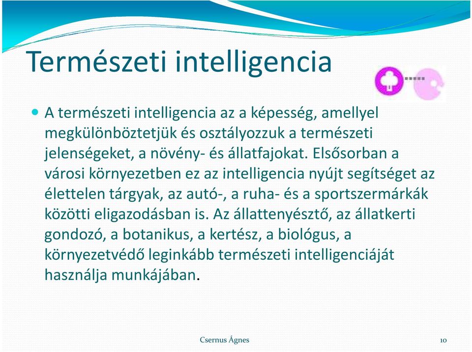 Elsősorban a városi környezetben ez az intelligencia nyújt segítséget az élettelen tárgyak, az autó-, a ruha-és a
