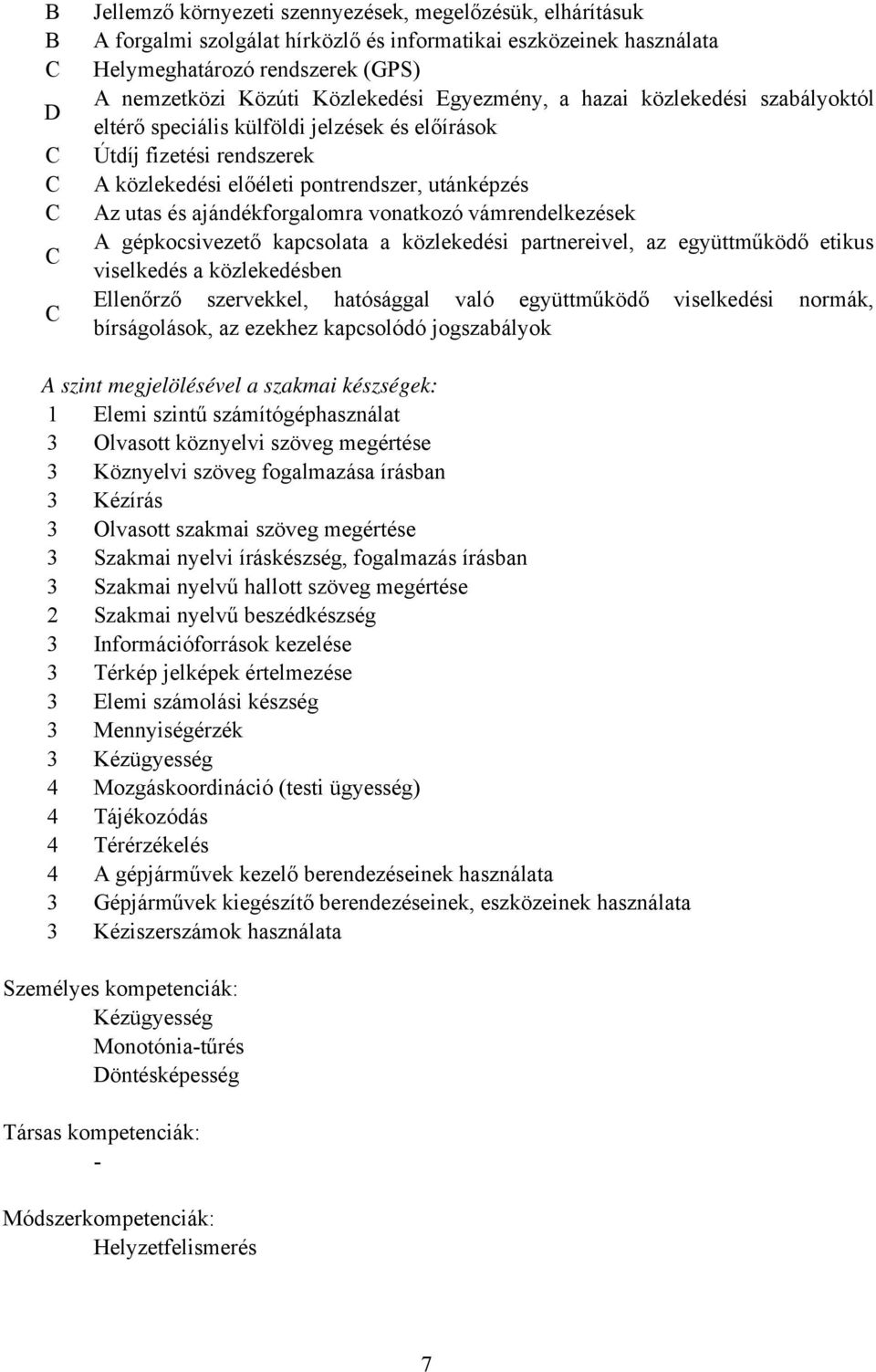 ajándékforgalomra vonatkozó vámrendelkezések A gépkocsivezető kapcsolata a közlekedési partnereivel, az együttműködő etikus viselkedés a közlekedésben Ellenőrző szervekkel, hatósággal való