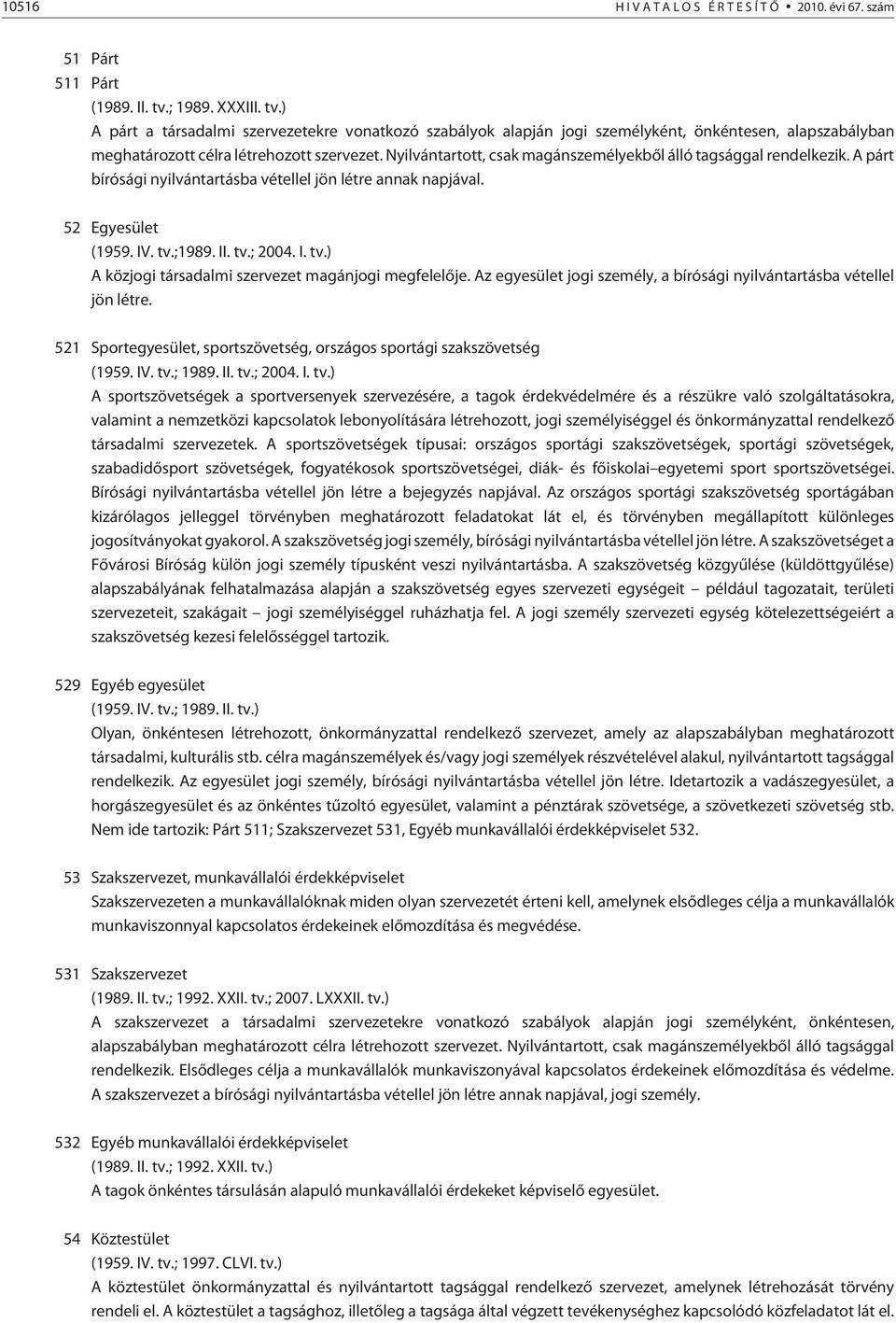 Nyilvántartott, csak magánszemélyekbõl álló tagsággal rendelkezik. A párt bírósági nyilvántartásba vétellel jön létre annak napjával. 52 Egyesület (1959. IV. tv.