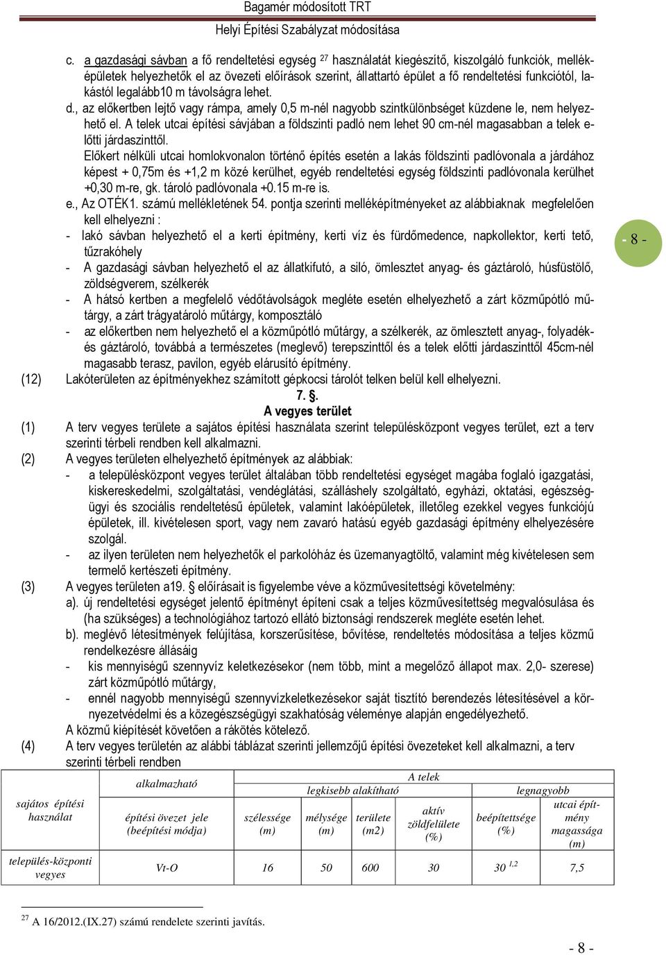 A telek utcai építési sávjában a földszinti padló nem lehet 90 cm-nél magasabban a telek e- lıtti járdaszinttıl.