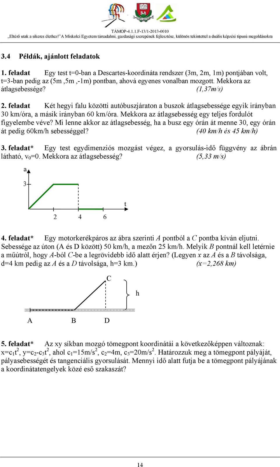 feladat Két hegyi falu közötti autóbuszjáraton a buszok átlagsebessége egyik irányban 30 km/óra, a másik irányban 60 km/óra. Mekkora az átlagsebesség egy teljes fordulót figyelembe véve?