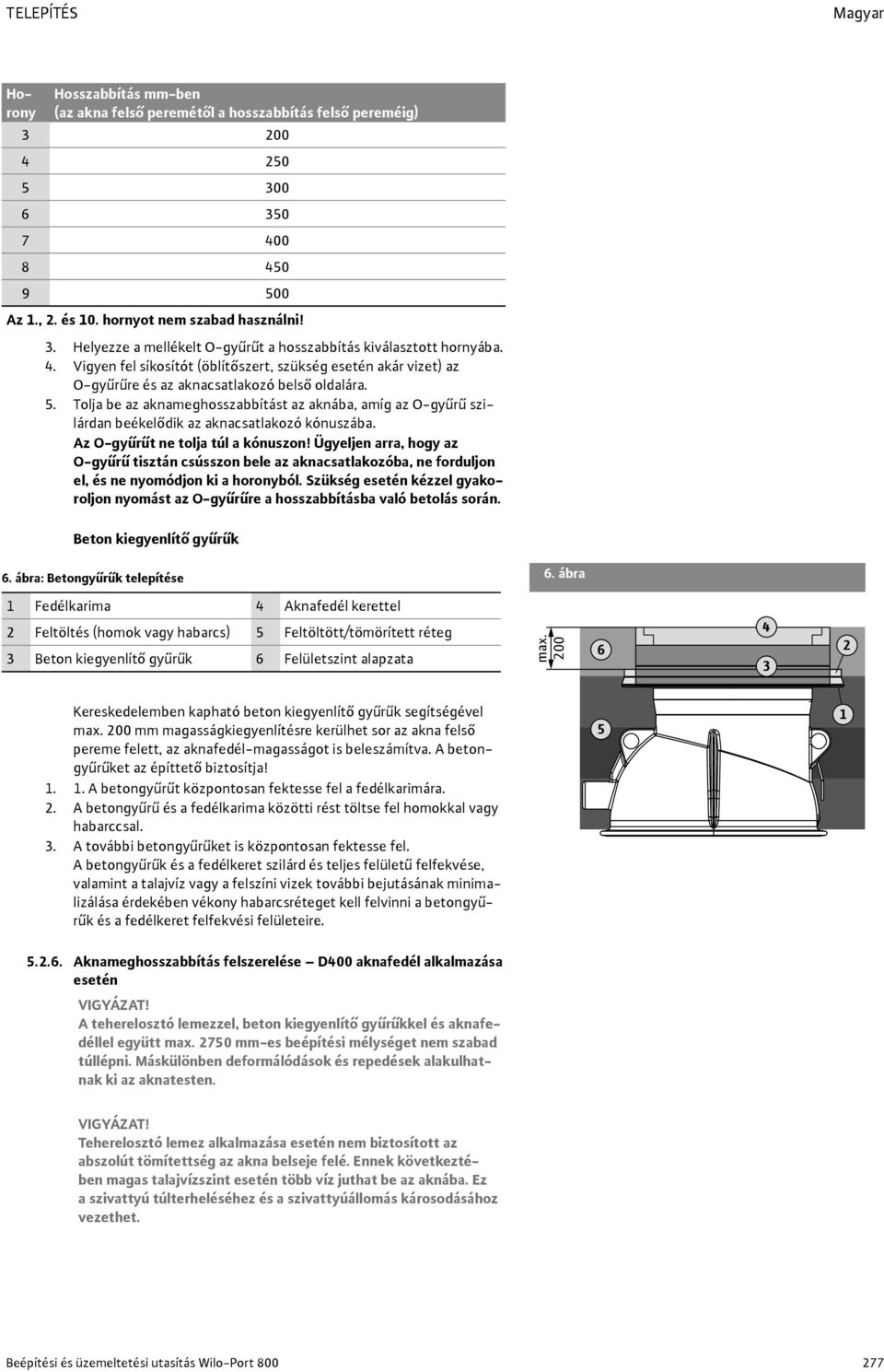 Tolja be az aknameghosszabbítást az aknába, amíg az O-gyűrű szilárdan beékelődik az aknacsatlakozó kónuszába. Az O-gyűrűt ne tolja túl a kónuszon!