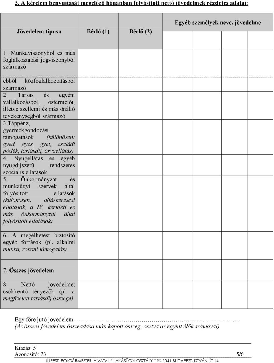 Társas és egyéni vállalkozásból, őstermelői, illetve szellemi és más önálló tevékenységből származó 3.