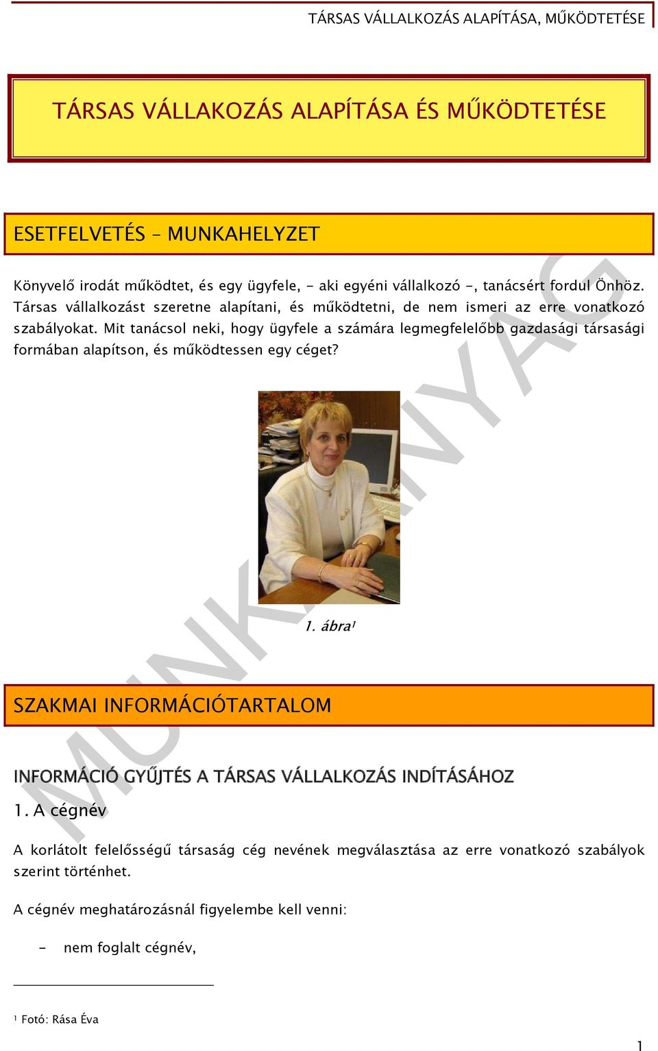 Mit tanácsol neki, hogy ügyfele a számára legmegfelelőbb gazdasági társasági formában alapítson, és működtessen egy céget? 1.