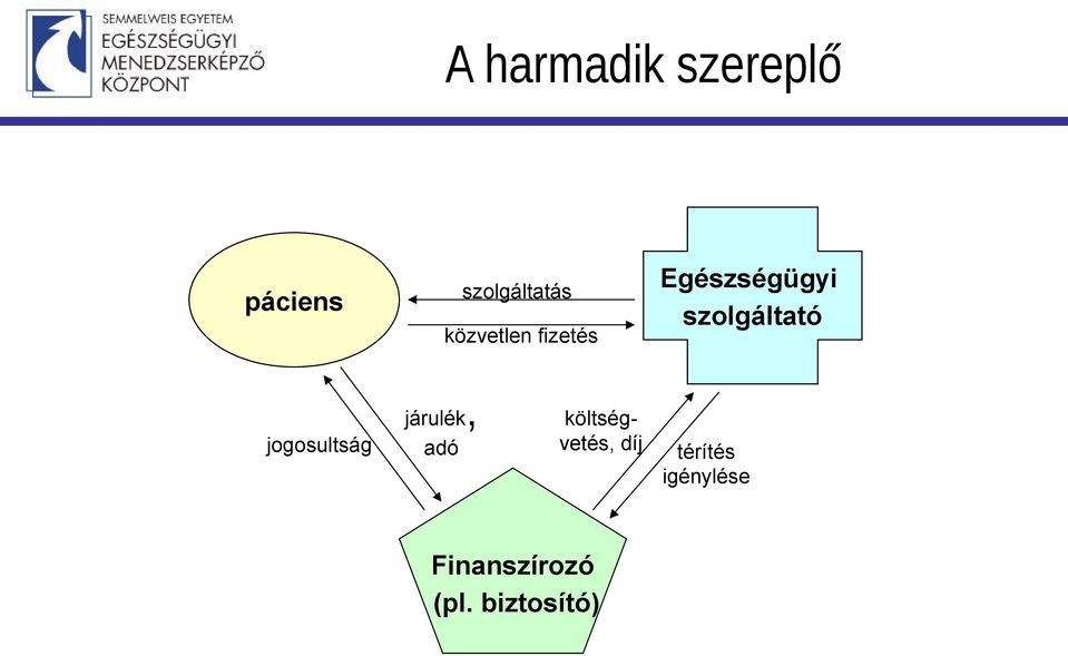 adó, költségvetés, díj Finanszírozó (pl.